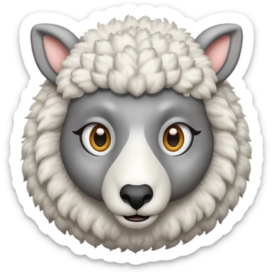a sheep peeking out from a wolf disguise sticker