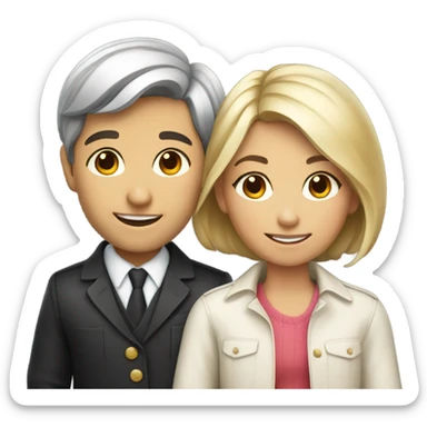 smiling boy and girl in stylish attire sticker