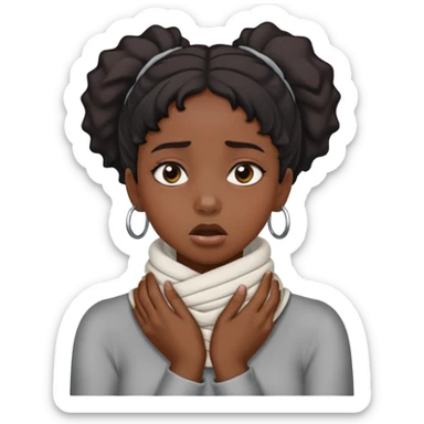 Black girl with her hands wrapped around her neck choking herself sticker