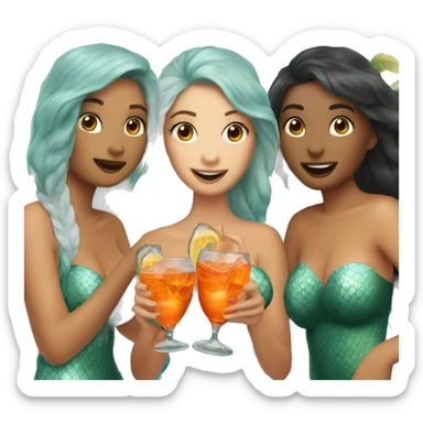 three mermaids drinking aperol sticker