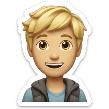 Blonde boy with medium short hair waving to the camera sticker