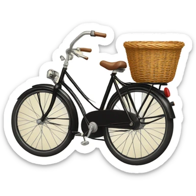  vintage black bicycle justwith a front basket  sticker