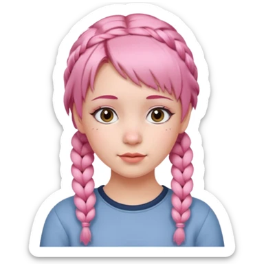 Young woman, short pink hair styled in two braids sticker