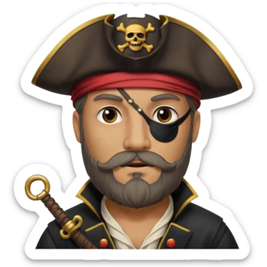pirate captain eye pach beard sticker