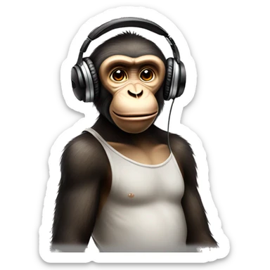 Monkey listen the music in headphones and chill sticker