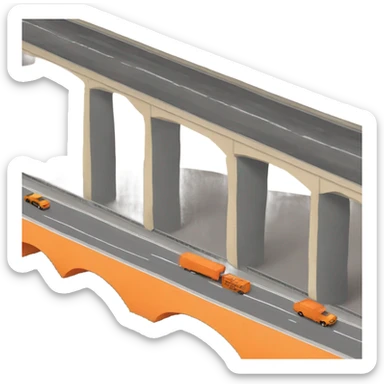 Orange building under highway overpass sticker