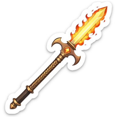 Flaming magic sword — fiery aura and sparks sticker