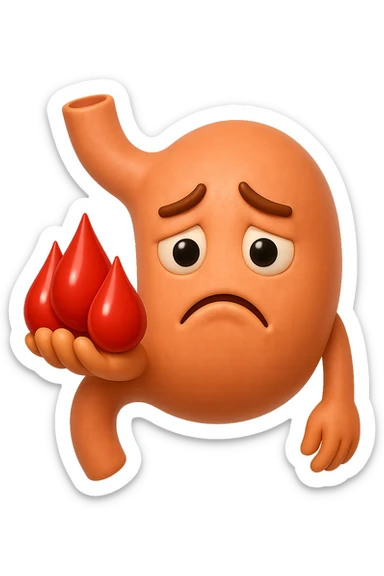 emoji stile iphone 3d di stomaco triste con 3 gocce di sangue 3d in mano, iperrealistiche 4k sticker