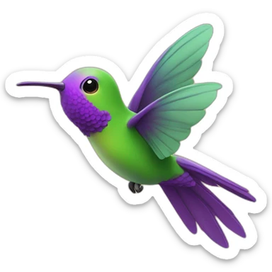 emoji de un colibrí de color verde y morado volando en un cielo color amarillo sticker