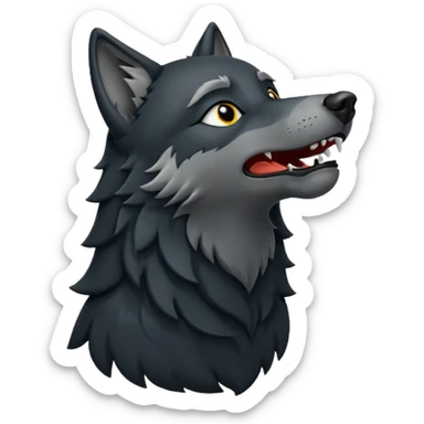 Black wolf howling eyes closed sticker