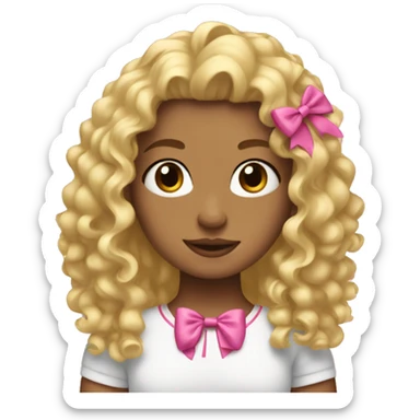 blonde girl with pink bows in the hair and the hair is curly sticker