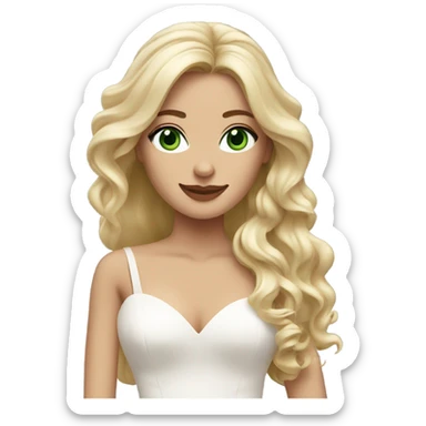Bride with long wavy lose blonde hair and green eyes  sticker