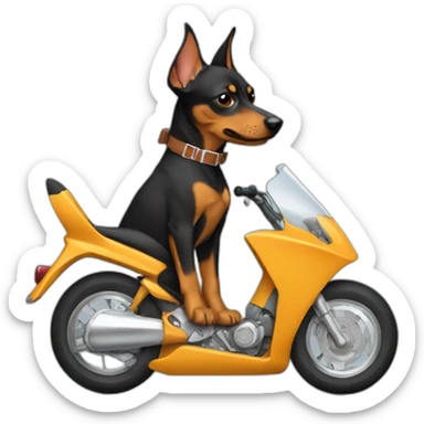 caramel-color-pinscher-dog-driving-a-motorcycle sticker