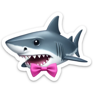 A shark with a pink bow sticker