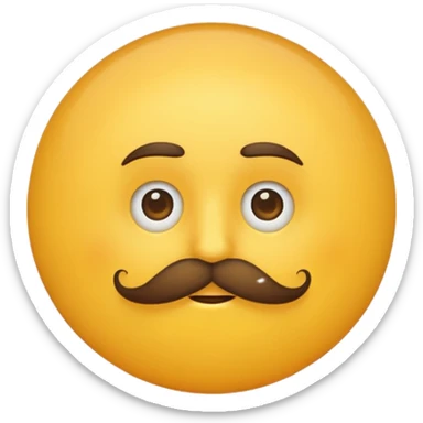 sun with mustache with no smile no brows sticker