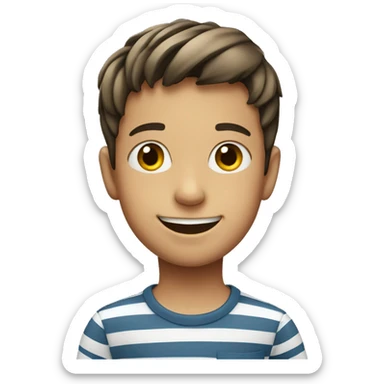 smiling boy in striped shirt sticker
