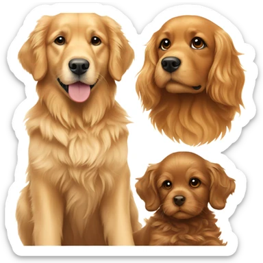 A golden retriever together with a smaller brown cavapoo sticker