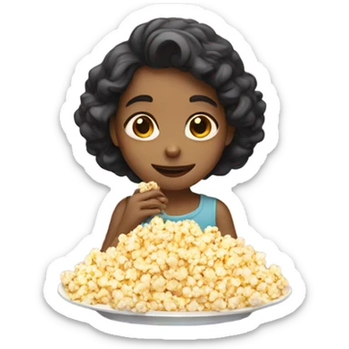 Girl laying on a platter eating popcorn sticker