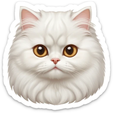 cinematic-adorable-big-eyed-fluffy-solid white-persian-cat-portrait-emoji,-head-tilted-playfully-with-a-sweet-expression,-fluffy-solid white-fur,-simplified-yet-irresistibly-cute-features-with-large,-expression, solid ginger persian cat, chest vicible sticker
