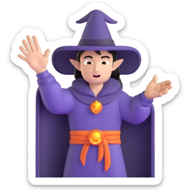 person with open palm hand toward viewer, mage casting spell, wrathful face, lightning in background sticker