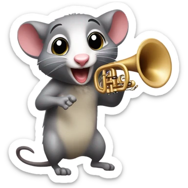 Possum playing trumpet sticker