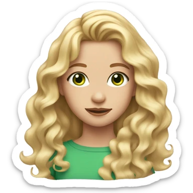 girl with wavy long blonde hair, green eyes, hoop earrings and fair skin sticker