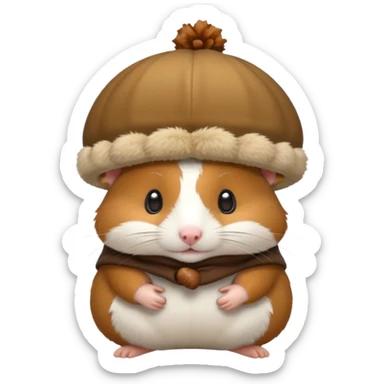 cartoon-style hamster with acorn hat sticker