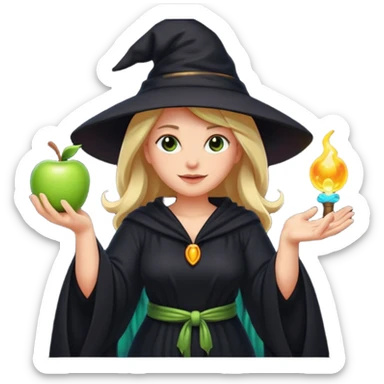 witch casting a glowing spell apple style emoji sticker
