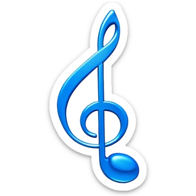 3D blue music icon logo note  no background unique y2k clipart sticker