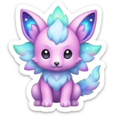 Cute adorable kawaii colorful pastel nebula fantasy animal hybrid Fakemon full body sticker