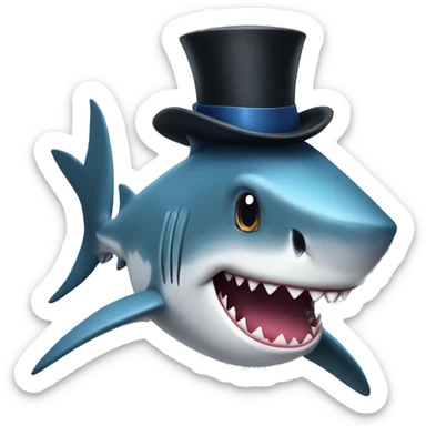 Shark with a top hat sticker