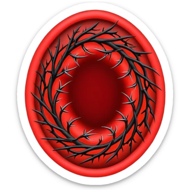 Red oval shaped portal with black vines around it sticker