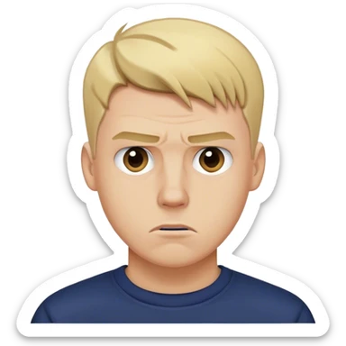 blonde guy with taper haircut wearing navy crewneck getting mad  sticker