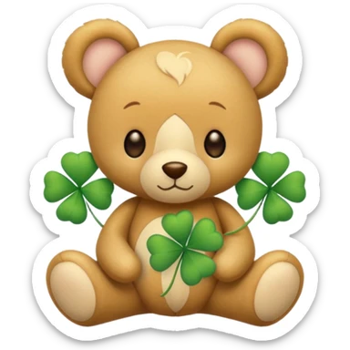 Fairy Teddy with four leaf clover sticker