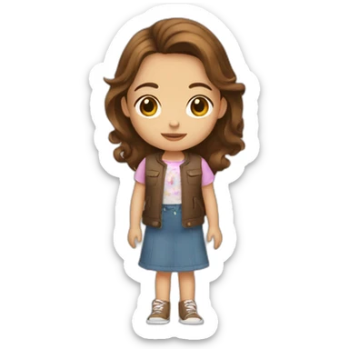 Little Girl  whit Brown hair ans a car un is right hand sticker