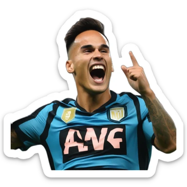 Lautaro Martinez celebrating a goal sticker