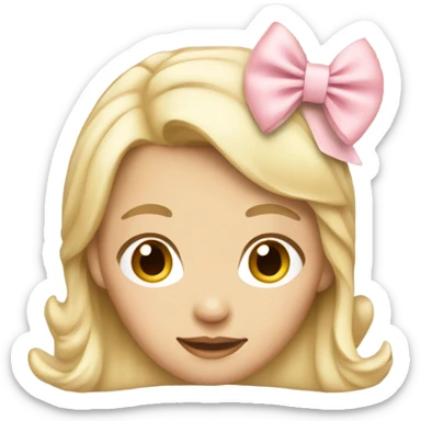 Blonde lady with light pink hairbow sticker