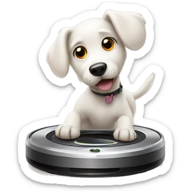 Dog spinning fast on roomba sticker