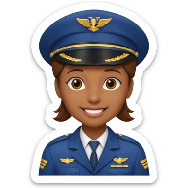 Young, brown skin, wearing pilot uniform include hat sticker
