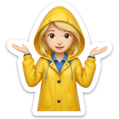 Girl in a yellow raincoat full body  sticker