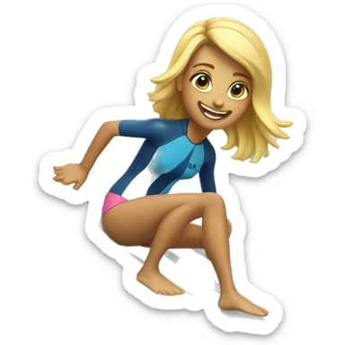 surfer girl on surfboard with wave sticker