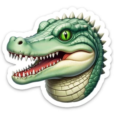 monstrous pale skinned decaying greenish white alligator, vicious, boss monster sticker