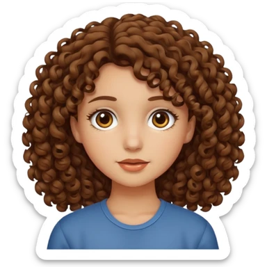 A medium tone girl with curly brown hair sticker