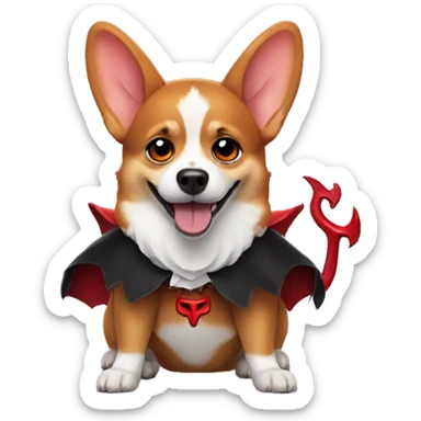 Corgi wearing devil costume sticker