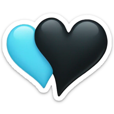Half black and baby blue heart sticker