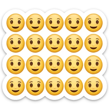 Emoji challenge.
Show 16 emojis that are almost identical.
Only one emoji has a small difference in shape or expression.
Neutral background, soft shadows.
Increase difficulty slightly.
Add subtle animation to keep attention. sticker