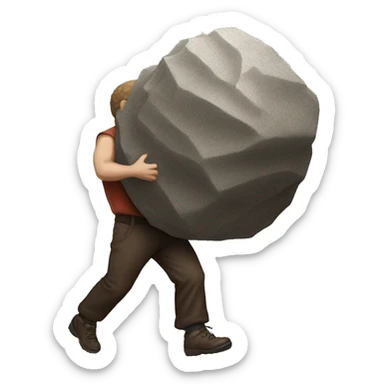 sisyphus carrying the rock up the hill sticker