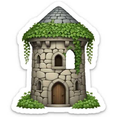 A medieval round tower covered in ivy vines. sticker