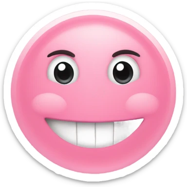 pink circle emoji, flushed cheeks, looking up with a cheeky, embarrassed expression and smile, long eyelashes sticker