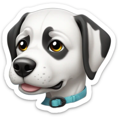 perro con barbita, OJO CELESTE. blanco y NEGRO, ladrador sticker